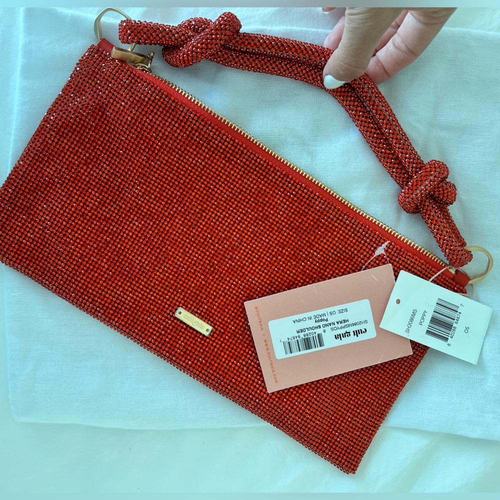 Cult Gaia Hera Nano Knotted Embellished Shoulder Bag color Poppy